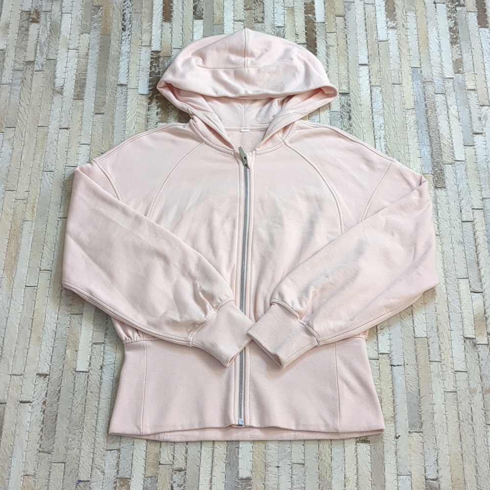 Lululemon Women's Size 6 Hugged Waist Cotton Pink Zip Up Hoodie